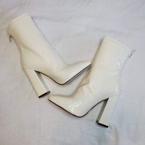 Pretty Little Thing White Croc Heels